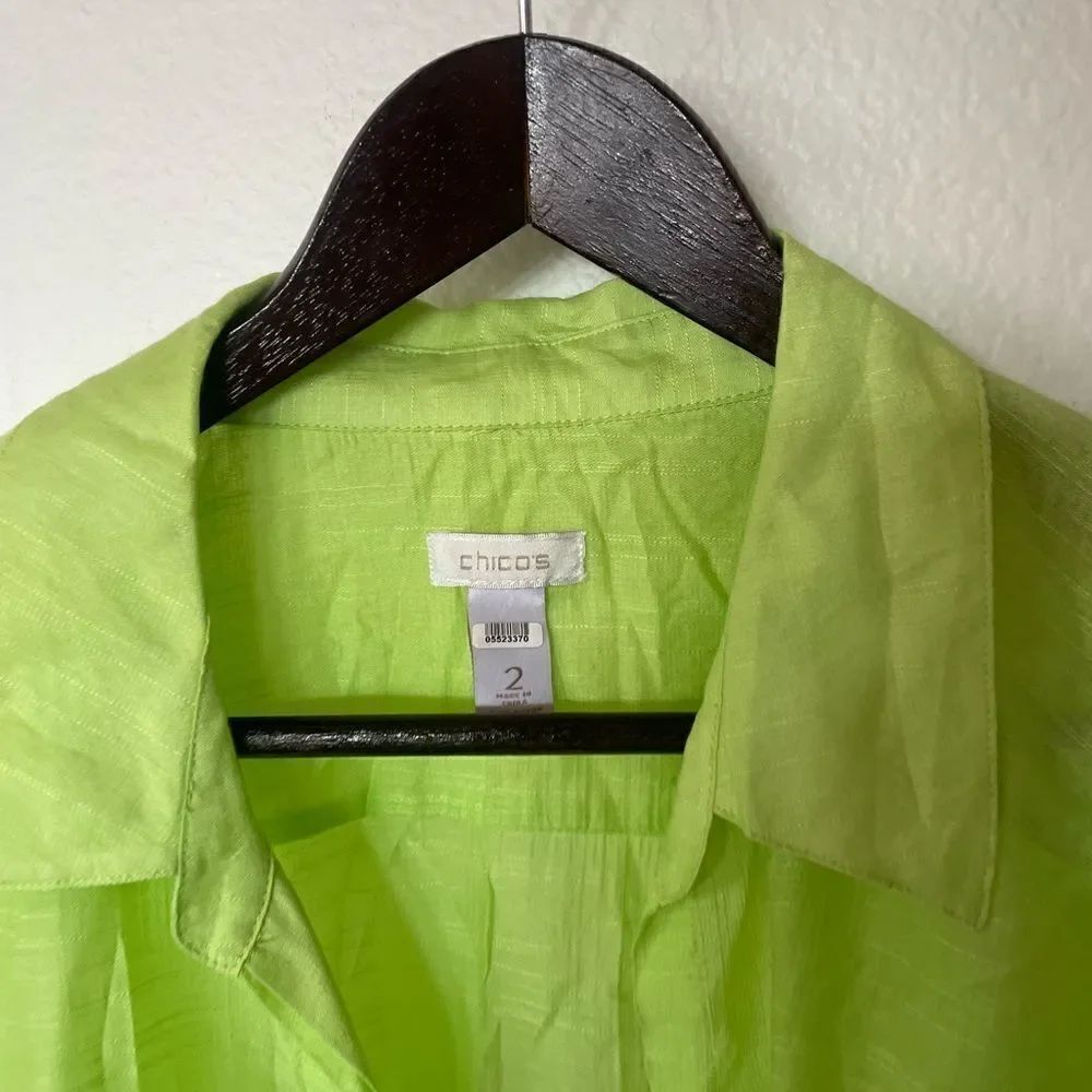 Neon green button up - Picture 4 of 5